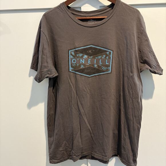 O’Neill‎ Shirt Men Sz Large Dark Gray Short Sleeve Graphic Tee Surf Beach Casual - Picture 3 of 9